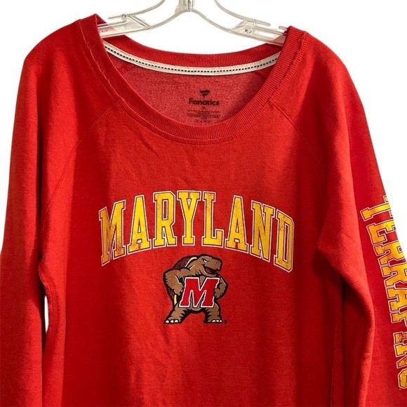 Maryland Terrapins Fanatics Women’s XL Red Pullover Sweatshirt - Picture 2 of 15